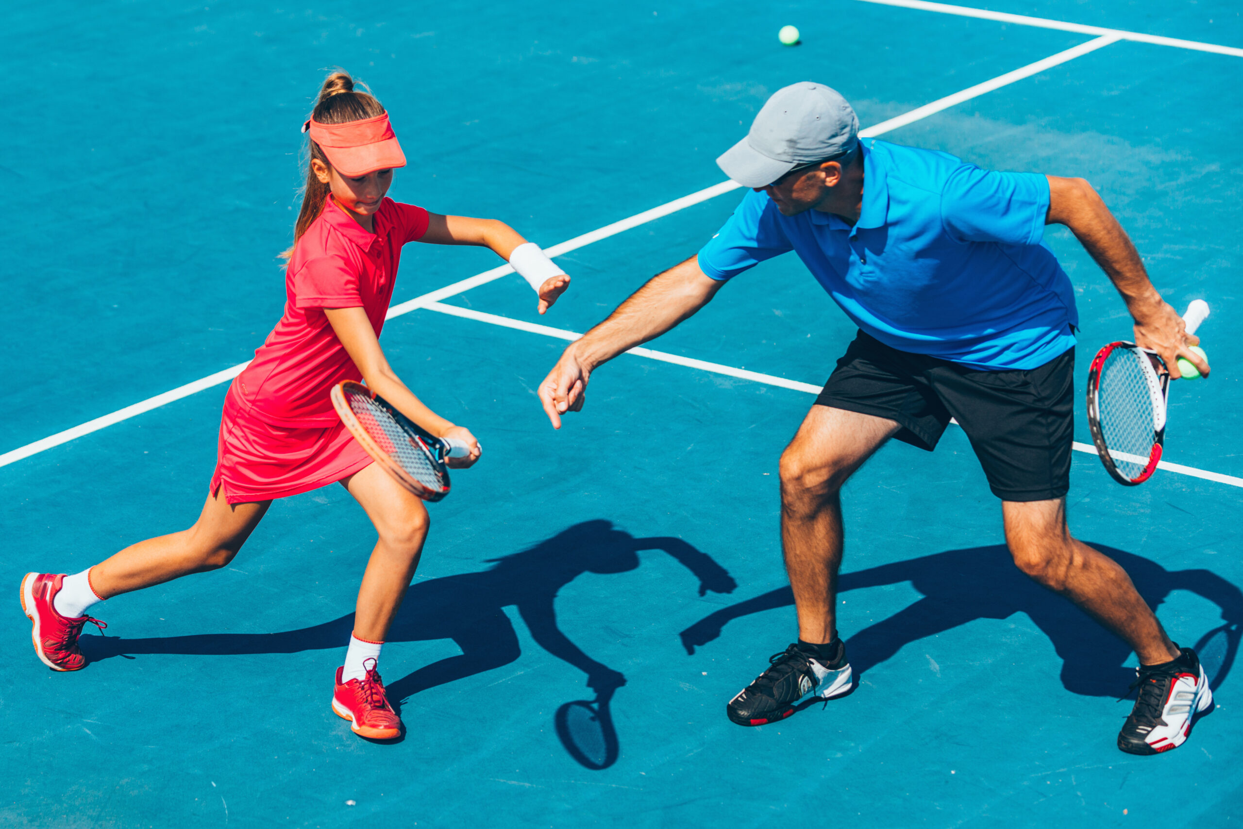 Tennis professionals on court